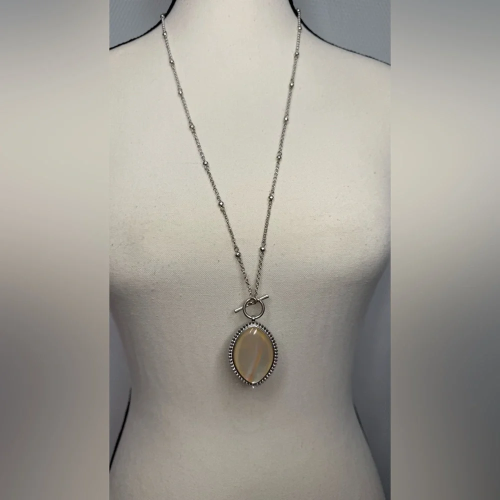 Lucky Brand Silver and Faux Turquoise Pendant Necklace